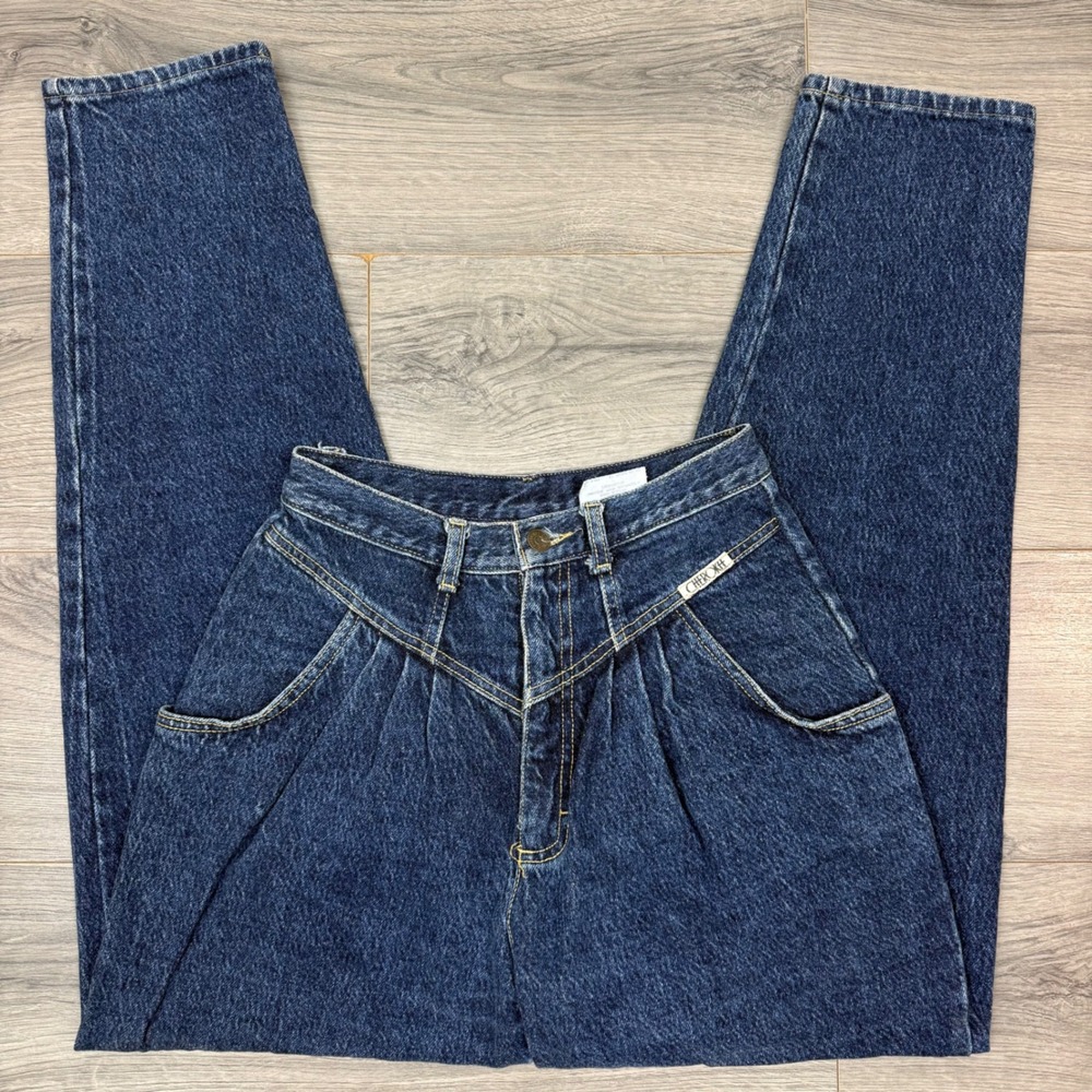 Vintage Cherokee High Waist Western Yoke Pleated Blue Denim Jeans USA Made Sz 10 - Picture 1 of 10